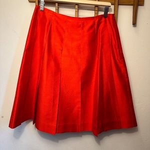 Banana Republic red silk pleated skirt, fully lined, size 8
